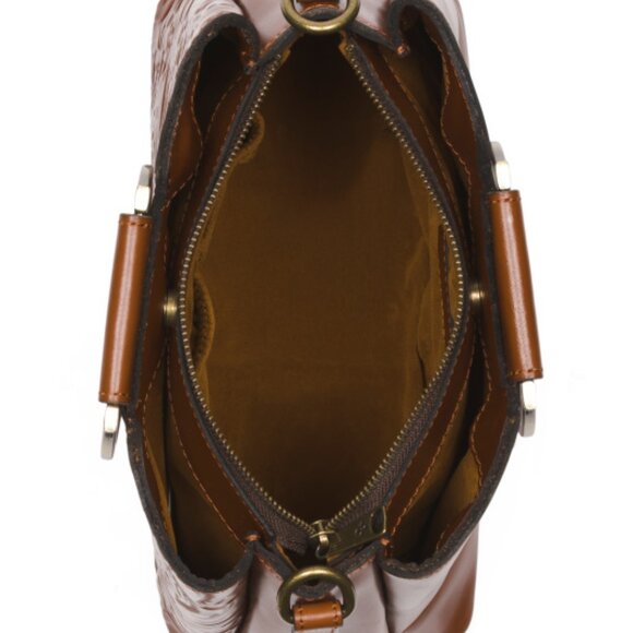 PATRICIA NASH Leather Empoli Satchel With Metal Handles And Crossbody Strap - Picture 4 of 4